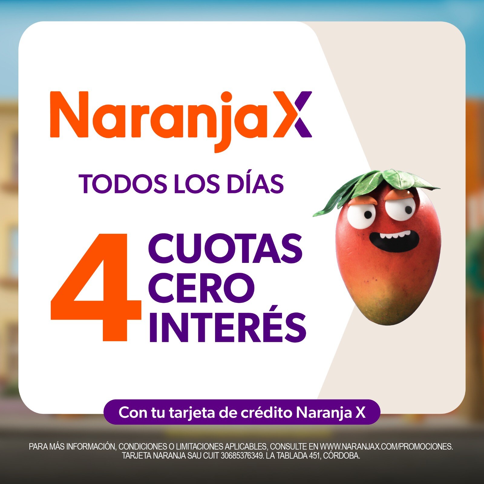 Naranja X: 4 cuotas sin interés